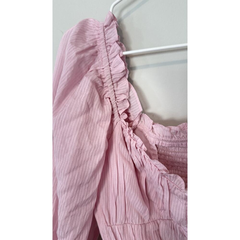 ASTR The Label Amber Puff Sleeve Smocked Corset Blouse Dusty Rose Small 1759 - Picture 5 of 8
